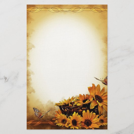 ヒマワリおよび蝶 便箋 (正面)