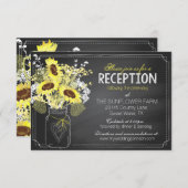 ヒマワリおよび黒板の披露宴カード エンクロージャーカード (正面/裏面)