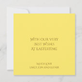 ヒマワリかわいいバニーエッグハッピーイースターイエロー シーズンカード (裏面)