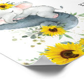 ヒマワリかわいい象衣服マスク保距離 ポスター (角)