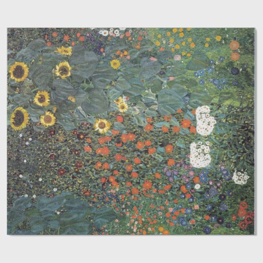 ヒマワリが付いているグスタフのクリムトの農場の庭 ラッピングペーパー (フラット)