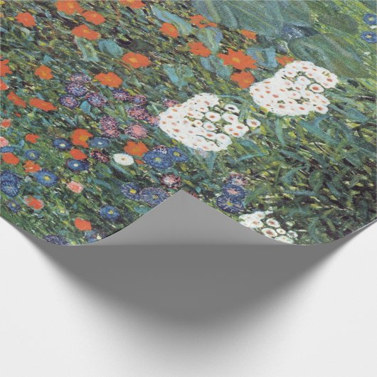 ヒマワリが付いているグスタフのクリムトの農場の庭 ラッピングペーパー (角)