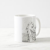 ヒマワリが付いているドラゴン コーヒーマグカップ (正面右)