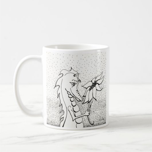 ヒマワリが付いているドラゴン コーヒーマグカップ (左)