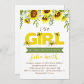 ヒマワリそれは女の子のベビーシャワーの招待状です 招待状 (正面/裏面)