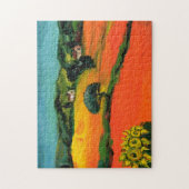 ヒマワリとのタスカニーの景色 ジグソーパズル (縦)