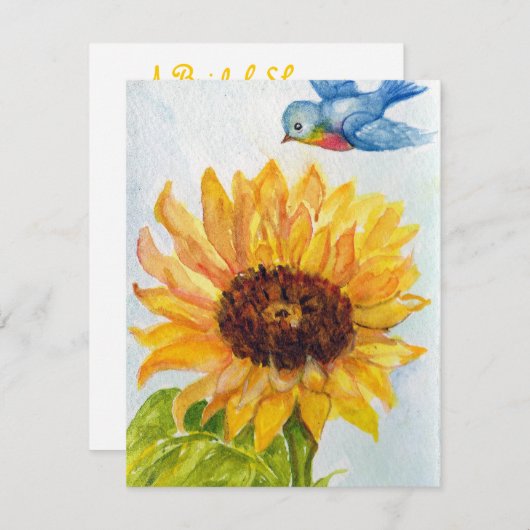 ヒマワリとの幸福のブルーバード 招待状 (正面/裏面)