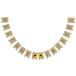 ヒマワリとの歓迎された友人のバーラップの一見 バンティングフラッグ