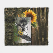 ヒマワリとアパロオーサの馬 フリースブランケット (正面(横))