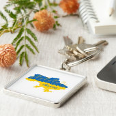 ヒマワリとウクライナ国旗を持つウクライナの地図 キーホルダー (側面)