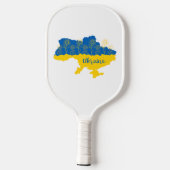 ヒマワリとウクライナ国旗を持つウクライナの地図 ピックルボールラケット (裏面)