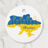 ヒマワリとウクライナ国旗を持つウクライナの地図 フェイバータグ (裏面)