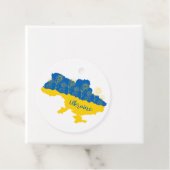 ヒマワリとウクライナ国旗を持つウクライナの地図 フェイバータグ (インサイチュ)