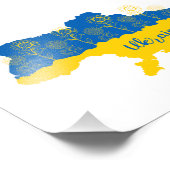 ヒマワリとウクライナ国旗を持つウクライナの地図 フォトプリント            (角)