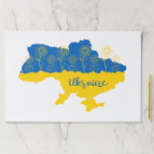 ヒマワリとウクライナ国旗を持つウクライナの地図 ペーパーパッド (インサイチュ)