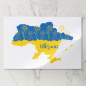 ヒマワリとウクライナ国旗を持つウクライナの地図 ペーパーパッド (折り畳み)