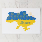 ヒマワリとウクライナ国旗を持つウクライナの地図 ペーパーパッド (正面)