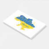 ヒマワリとウクライナ国旗を持つウクライナの地図 ポストイット (アングル)