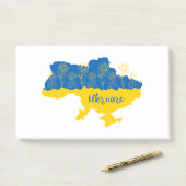 ヒマワリとウクライナ国旗を持つウクライナの地図 ポストイット (デスク)