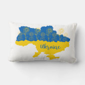 ヒマワリとウクライナ国旗を持つウクライナの地図 ランバークッション (裏面)