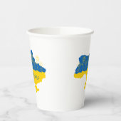 ヒマワリとウクライナ国旗を持つウクライナの地図 紙コップ (左)