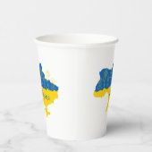 ヒマワリとウクライナ国旗を持つウクライナの地図 紙コップ (右)