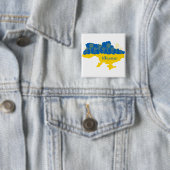 ヒマワリとウクライナ国旗を持つウクライナの地図 缶バッジ (インサイチュ)