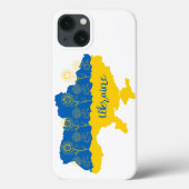 ヒマワリとウクライナ国旗を持つウクライナの地図 Case-Mate iPhoneケース (裏面)