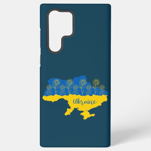 ヒマワリとウクライナ国旗を持つウクライナの地図 SAMSUNG GALAXYケース (裏面)