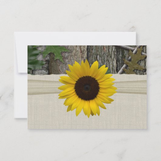 ヒマワリとウッドランドカモフラージュの応答カード 出欠カード (裏面)