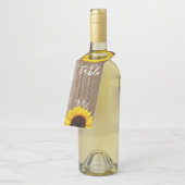 ヒマワリとウッドルック結婚スのテーブルナンバーワイン ボトルネックタグ (アングル)