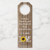 ヒマワリとウッドルック結婚スのテーブルナンバーワイン ボトルネックタグ (裏面)