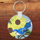 ヒマワリとオオカケス キーホルダー (正面)