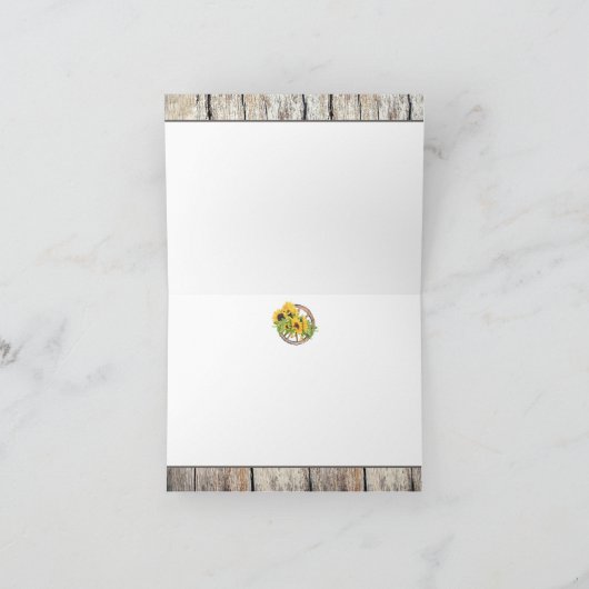 ヒマワリとカウボーイブーツの花束 シャワーパーティー御礼 サンキューカード (内部)