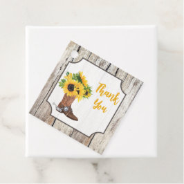 ヒマワリとカウボーイブーツの花束　シャワーパーティー御礼 フェイバータグ