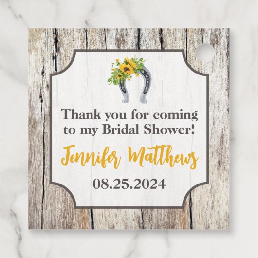 ヒマワリとカウボーイブーツの花束 シャワーパーティー御礼 フェイバータグ (裏面)