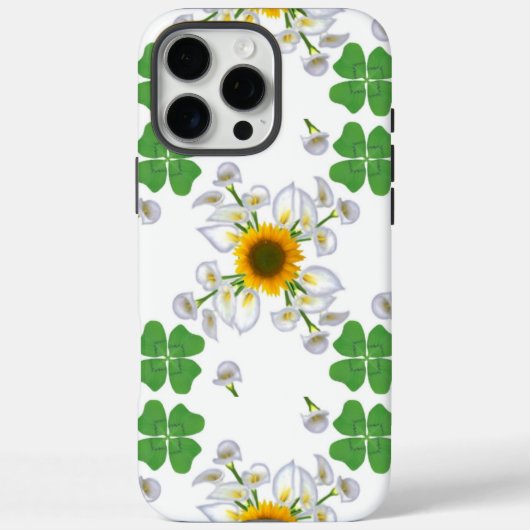 ヒマワリとカラユリの幸運のクローバー Case-Mate iPhoneケース (裏面)