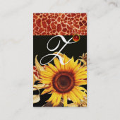 ヒマワリとキリンの皮膚赤い宝石モノグラム 名刺 (裏面)