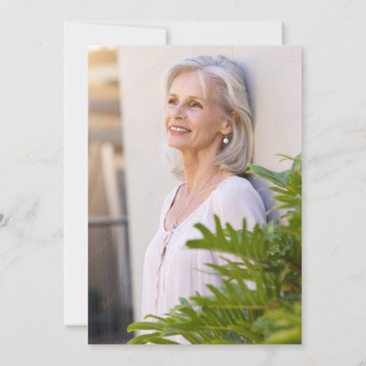 ヒマワリとギンガムの写真60th誕生日パーティー 招待状 (裏面)