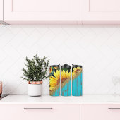 ヒマワリとグリッター素朴オンブルーウッド タンブラー