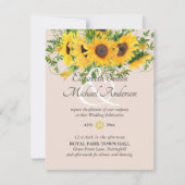 ヒマワリとサンゴ結婚式招待状 (正面)