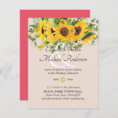 ヒマワリとサンゴ結婚式招待状 (正面/裏面)