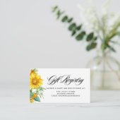 ヒマワリとシーバックソーンベビーシャワーレジストリ エンクロージャーカード (スタンド正面)