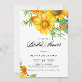 ヒマワリとシーバックトーンQRコードブライダルシャワー 招待状 (正面)
