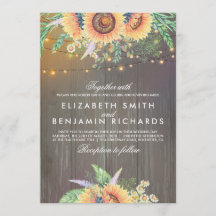 ヒマワリとストリングライト素朴ウッドズ結婚ーズ