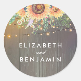 ヒマワリとストリングライト素朴ウッドバーン ラウンドシール
