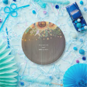 ヒマワリとストリングライト素朴カントリーバーン ペーパープレート (パーティー)