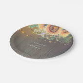 ヒマワリとストリングライト素朴カントリーバーン ペーパープレート (アングル)