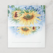 ヒマワリとダスティブルーアジサイ結婚ズ プレイスカード (外部開封)