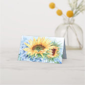 ヒマワリとダスティブルーアジサイ結婚ズ プレイスカード (裏面)